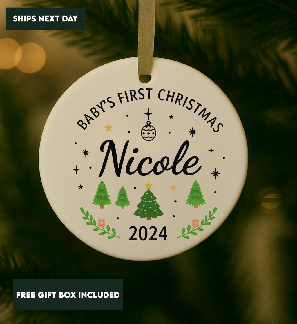 Baby's First Christmas Ornament - Personalized First Christmas Tree Ornament - Customized Baby Name Christmas Ornament - Baby Girl Baby Boy Ornament