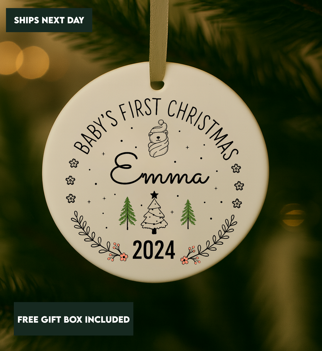 Baby's First Christmas Ornament Boy Or Girl- Personalized Baby's First Christmas Teddy Bear Tree Ornament - Custom Name  Ornament