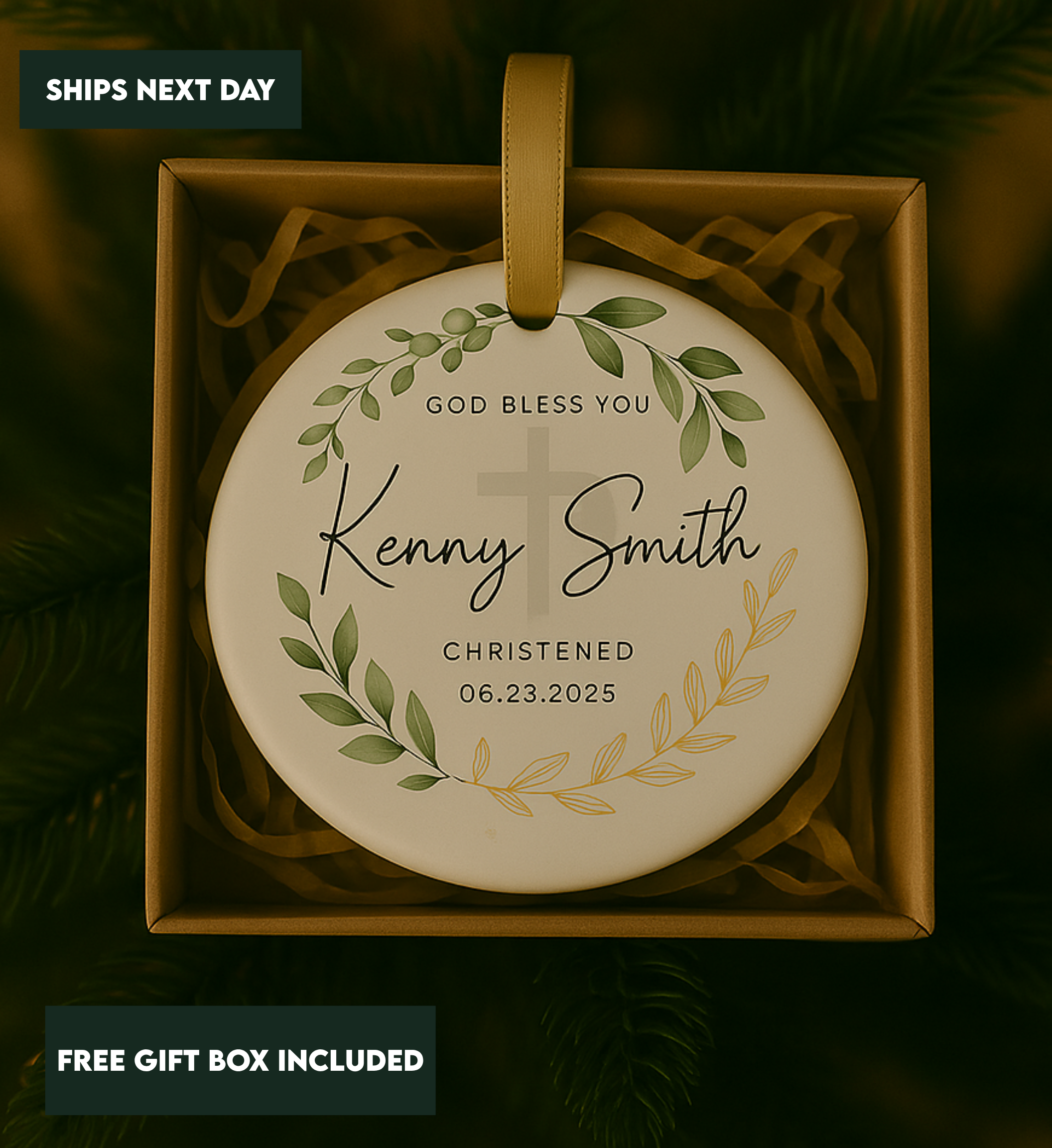 Baby's Christened Christmas Ornament Boy Or Girl Customized Name- Personalized Baby's First Christmas Teddy Bear Ornament - Custom Name  Ornament