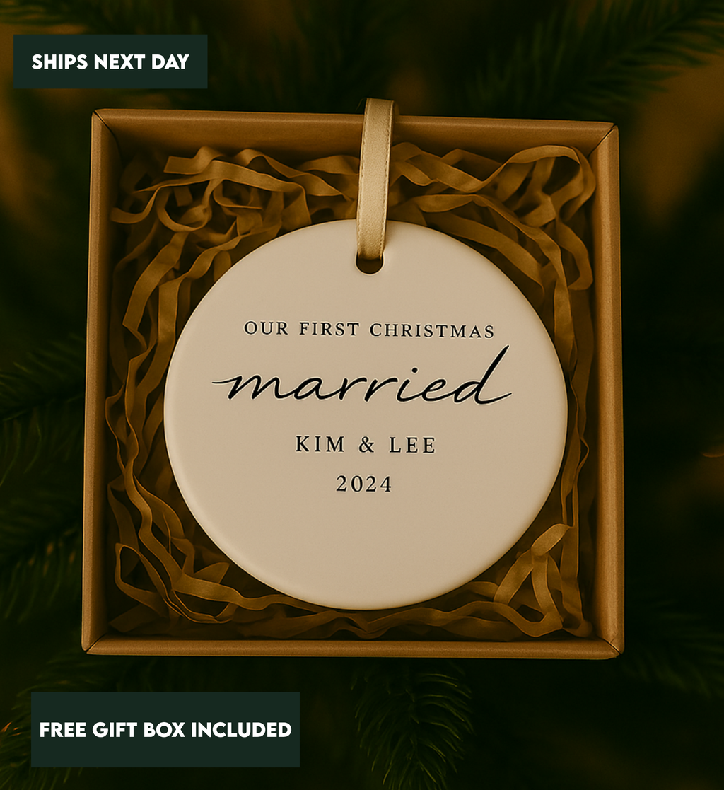 Our Fist Christmas Married Customized Ornament - Personalized Name First Christmas Ornament - Custom Name Ornament
