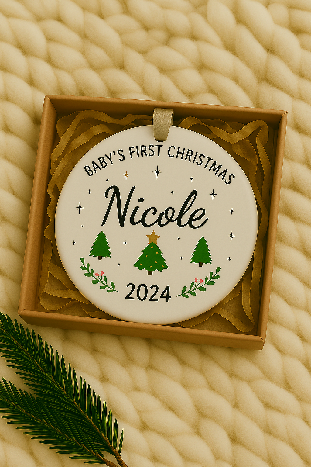 Baby's First Christmas Ornament - Personalized First Christmas Tree Ornament - Customized Baby Name Christmas Ornament - Baby Girl Baby Boy Ornament