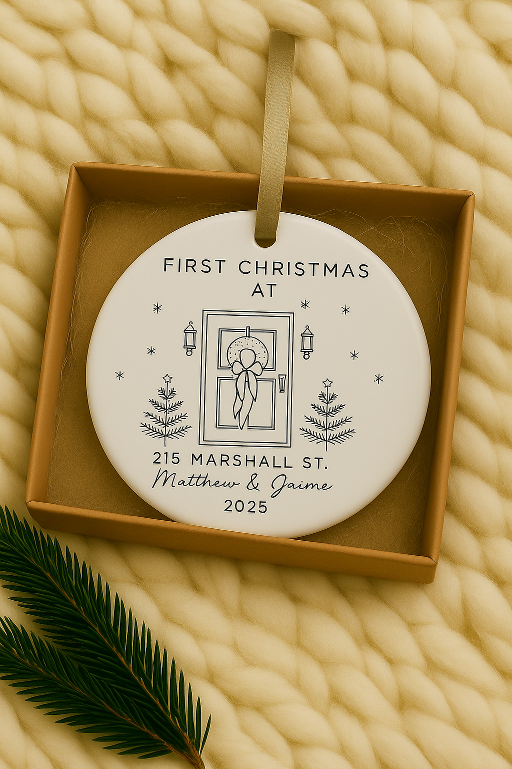 Customized First Christmas at our New Home Ornament - Personalized New Home Christmas Ornament - Printed Photo Ornament