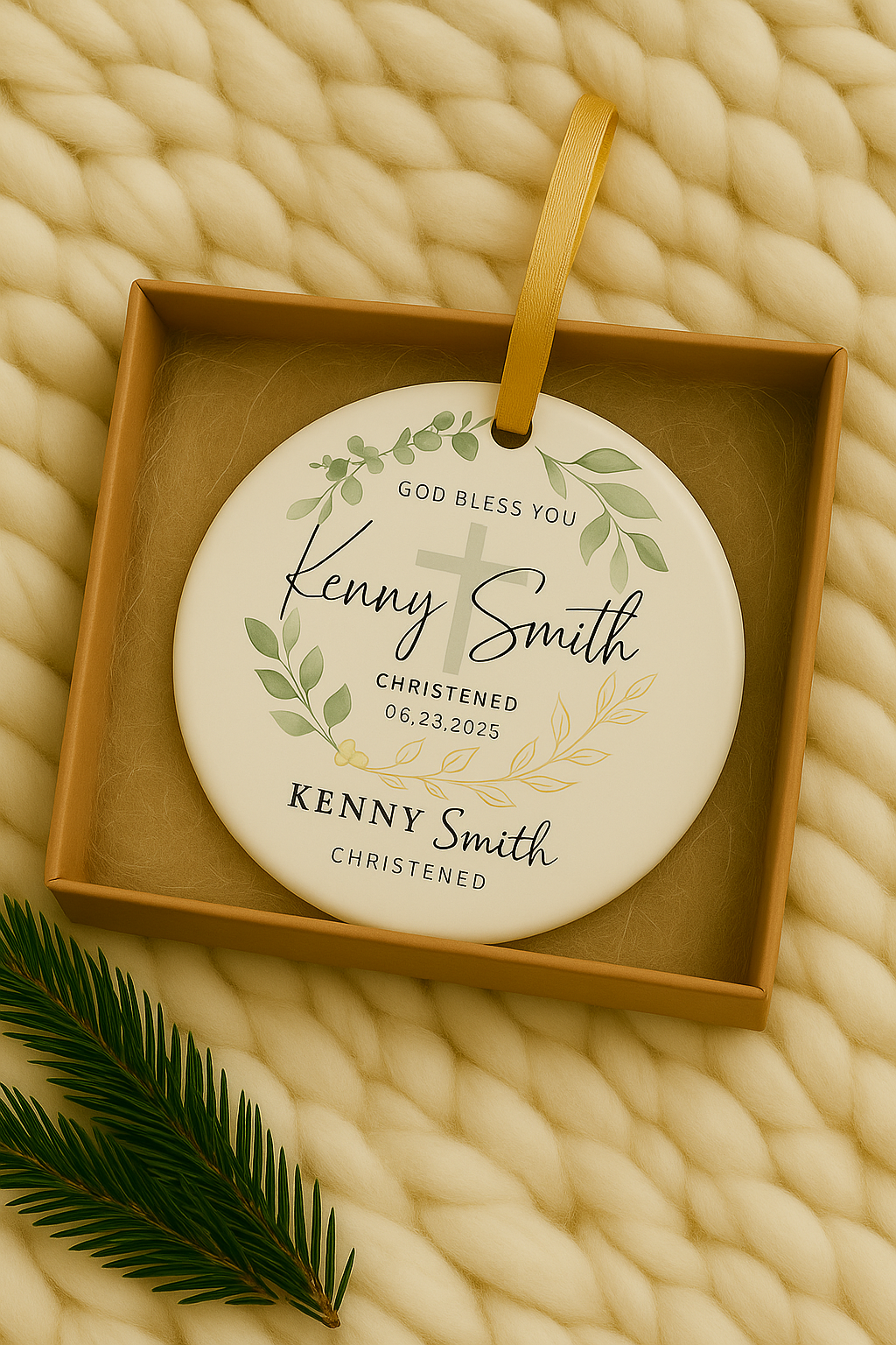 Baby's Christened Christmas Ornament Boy Or Girl Customized Name- Personalized Baby's First Christmas Teddy Bear Ornament - Custom Name  Ornament