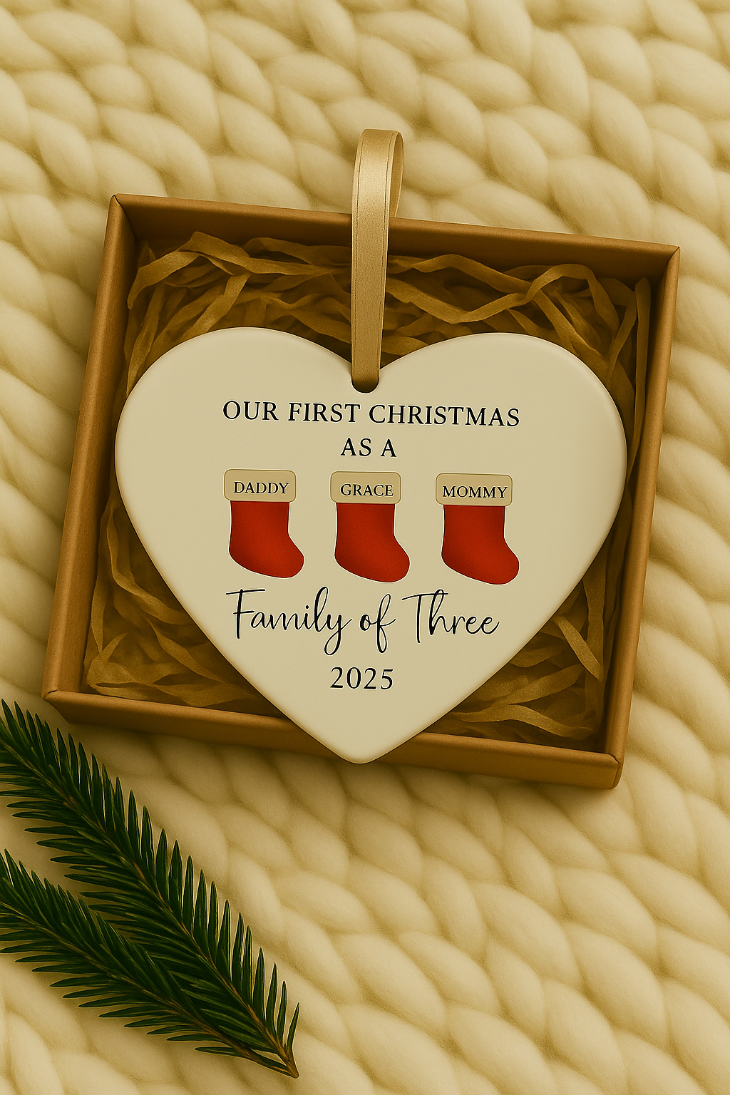 First Christmas as A Family Customized Ornament - Personalized New Home Christmas Ornament - Printed Photo Ornament