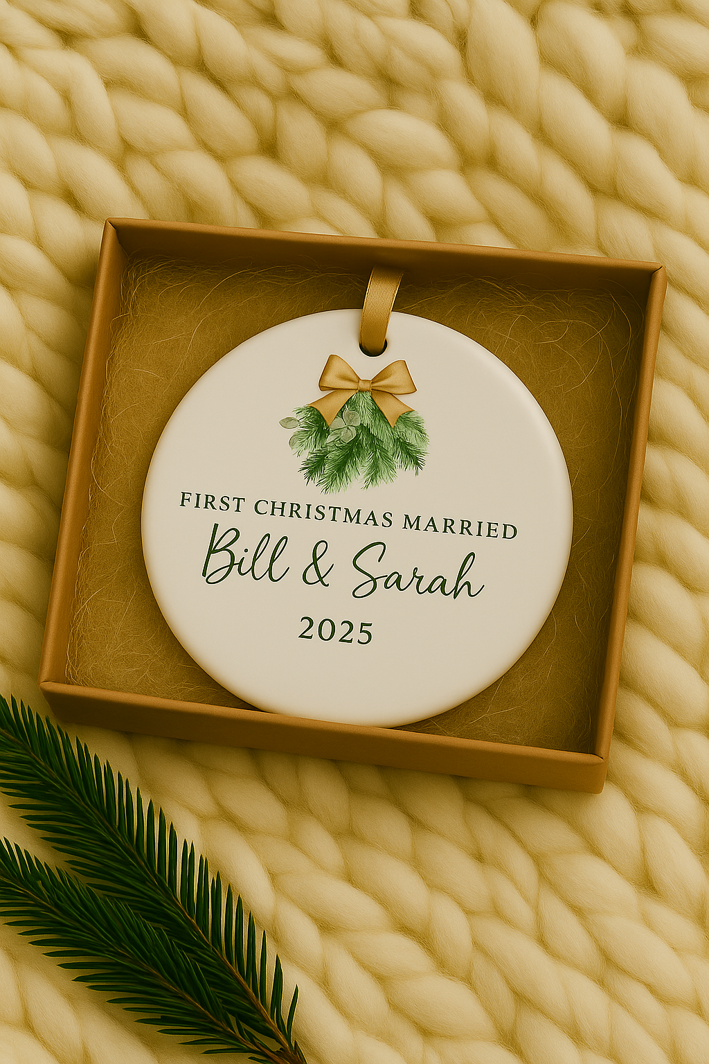 First Christmas Married Customized Reef Ornament - Personalized Reef Logo Christmas Ornament - Custom Printed Reef Logo Ornament
