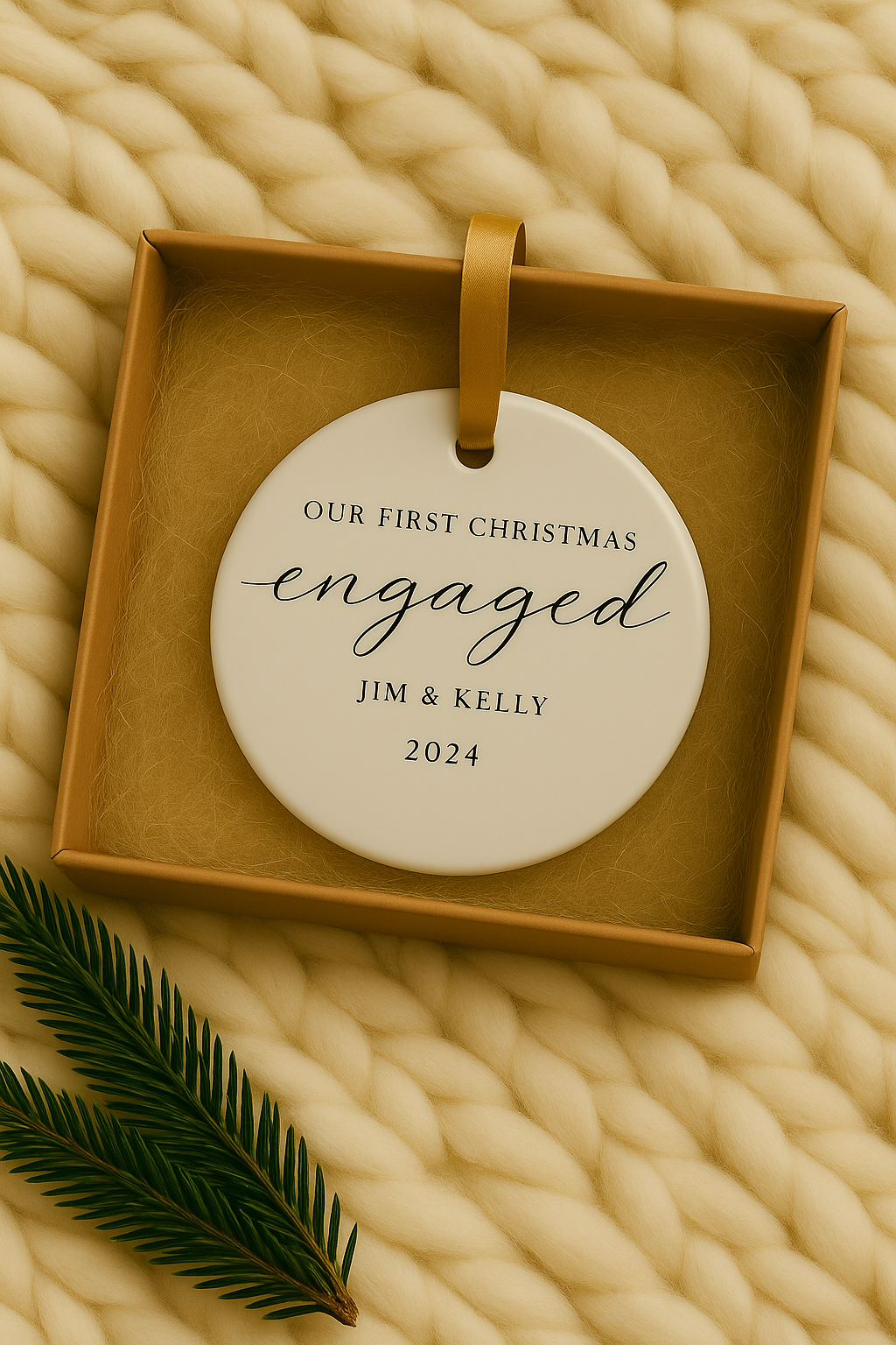 Our Fist Christmas Engaged Customized Ornament - Personalized Name First Christmas Ornament - Custom Name Ornament