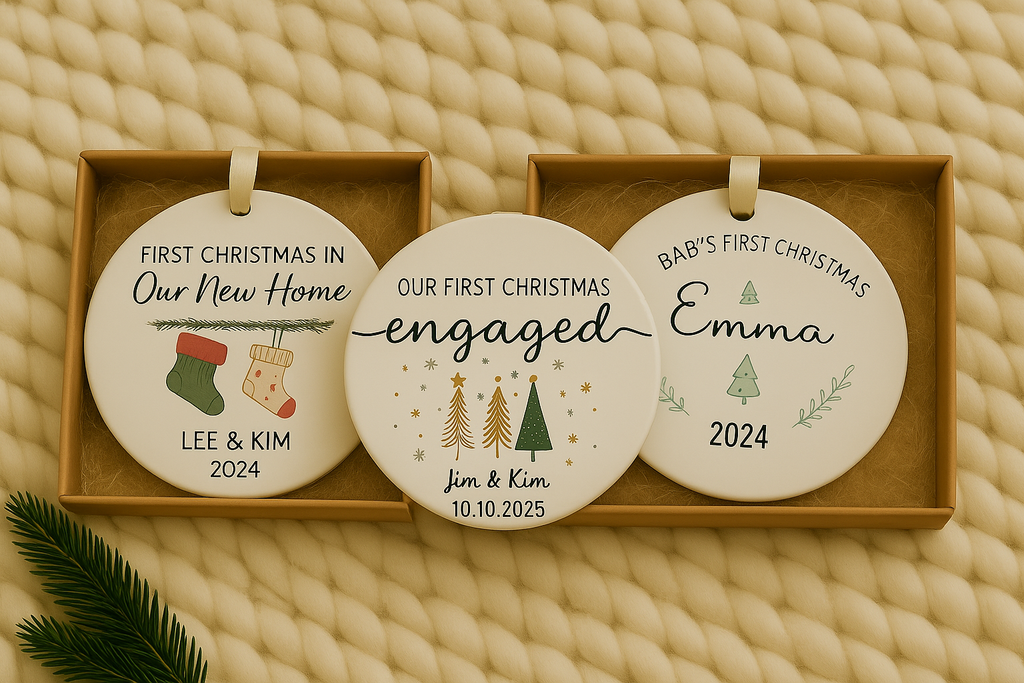 Customized Christmas Ornament Bundle Box of 3 Ornaments, Personalized  Christmas T Ornament - Custom Name  Ornament